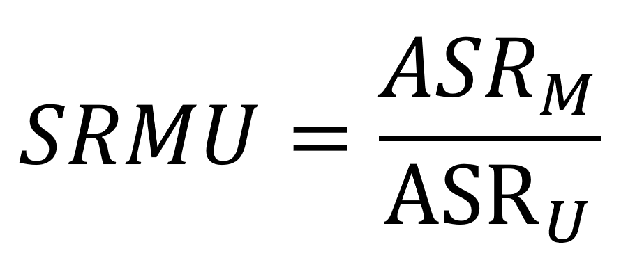 The figure shows an equation for the standardised ratio of multiple to underlying as the age-standardised mortality rate based on multiple causes divided by the age-standardised mortality rate based on the underlying causes.