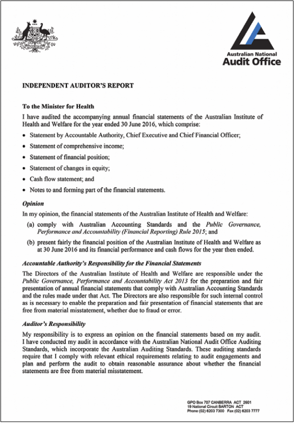 Page 1 of the Independent Auditor's Report.