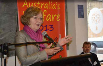 Photo of Senator Jan McLucas launching the report: Australia's welfare 2013