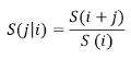 formula S of j given i equals S of i plus j divided by S of i